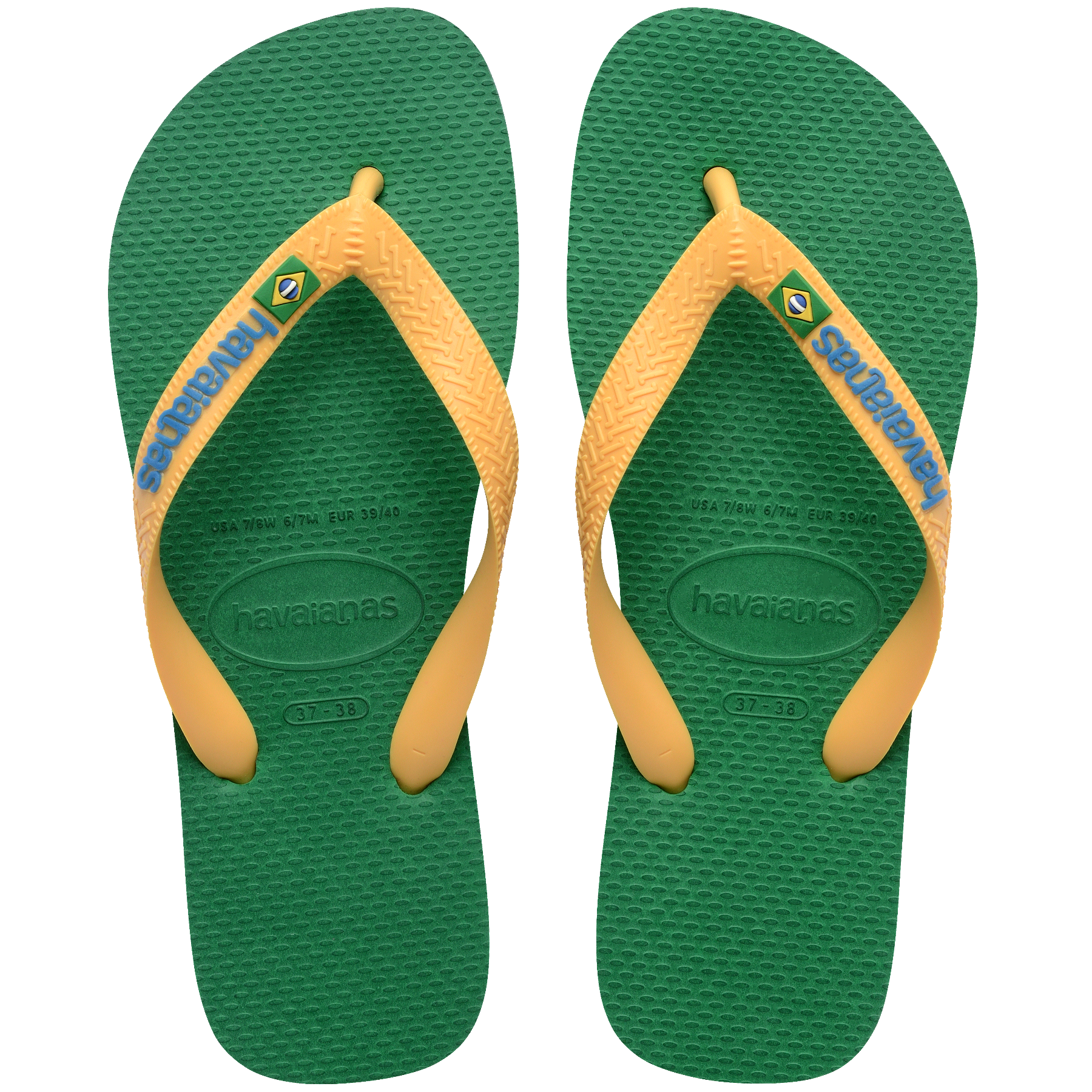 Women's Brazil Logo Flip Flops - GREEN/YELLOW